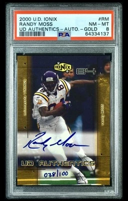 2000 UD Ionix Randy Moss GOLD 38/100 AUTOgraph PSA 8 Authentics #rm cc17 - Image 1 of 2