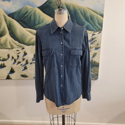 Camisa de mezclilla Country Road de colección para mujer 8/10 botones cambray manga larga Australia Foto 1 de 4