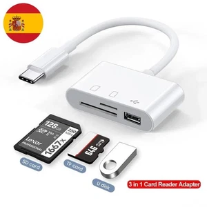 Adaptador lector tarjetas 3 en 1 USB C a SD TF OTG Huawei Samsung Xiaomi - Foto 1 di 7