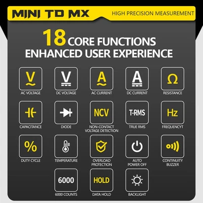 Digitalmultimeter AC DC True RMS Spannungsprüfer Strom Ohm Hz Kapazität messen - Bild 1 von 4