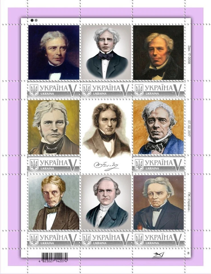 Украина 2020, наука, физика, химия, электричество Майкл Фарадей, лист 8 В - Изображение 1 из 1