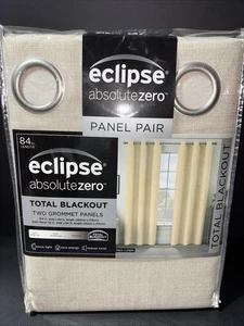 Eclipse Absolutezero 2 Flächen Total Verdunkelungsvorhänge Haferflocken Leinen je 52x84 - Bild 1 von 6