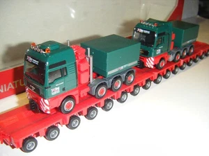Herpa MAN TGA XXL+TGX Schwerlastzugmaschinen Tieflader Schwertransport Kahl Set - Bild 1 von 12