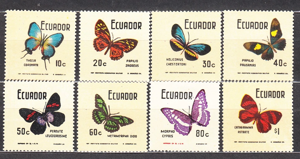 Ecuador Mail 1970 Yvert 844/51 MH Fauna - Mariposas Foto 1 de 1
