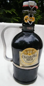 Empty Vintage Christoffel Bier 2LBrown Glass Beer Bottle Jug Metal Handle 1989 - Picture 1 of 5