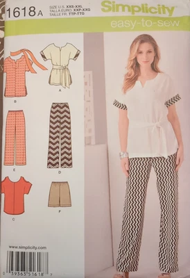 SIMPLICITY Pattern 1618 Misses' PANTS, SHORTS, TOPS & SASH OR SCARF size XXS-XXL - Image 1 of 4