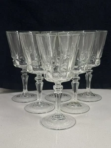 VINTAGE CRYSTAL CLEAR 6 PIECE STEMMED WINE GLASS SET - Picture 1 of 17