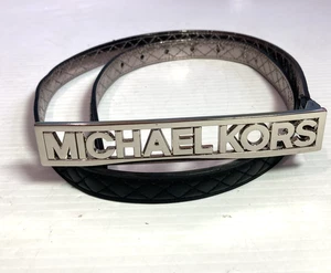 Michael Kors Spell Out Buckle Black Belt Black Sz 38 Womens - Picture 1 of 6
