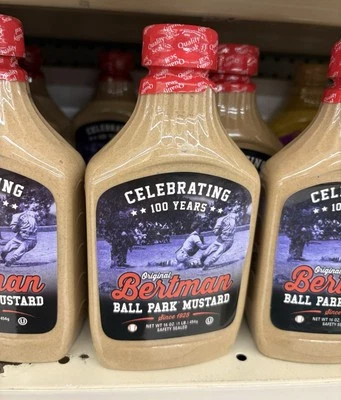 Cleveland's Famous Bertman Original Ball Park горчица 16 унций безопасная запечатанная бутылка - Изображение 1 из 2