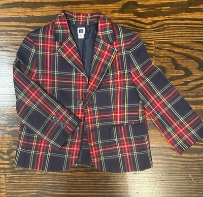 Blazer de vacaciones Janie and Jack de lana tartán rojo a cuadros talla 2T  Foto 1 de 4
