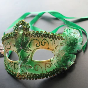 Green Floral Venetian Masquerade Mask Party Prom Wedding Halloween Costume - Picture 1 of 3