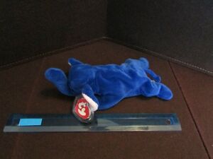    "PEANUT"    Royal Blue     Elephant Plush Stuffed    (RARE, Beanie Baby)