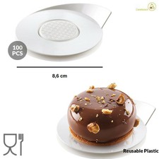 100 Vassoi monoporzioni rotondi in plastica bianca 86 mm