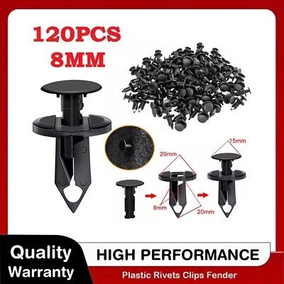120 Шт. 8 мм бампер зажимы фиксатор автомобиля пластиковые заклепки крепеж крыло толчок - Изображение 1 из 4