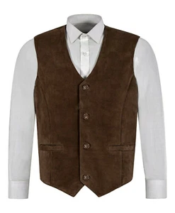 Chaleco de gamuza de lujo para hombre 100 % piel de oveja fiesta moda boda ropa chaleco abrigo - Imagen 1 de 25