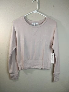Sudadera corta acanalada Three Dots Blush Brush nueva con etiquetas - Imagen 1 de 6