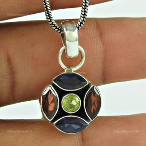 Marquise Iolite 925 Solid Silver Bezel Daughter January Birth Elegant Pendant - Picture 1 of 5