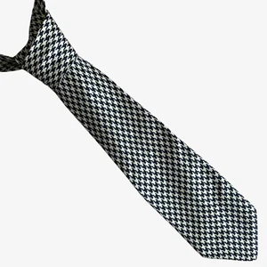 Vintage 90s Tie Rack Beaufort Black & White Houndstooth Print Silk Tie Retro 80s - Picture 1 of 3