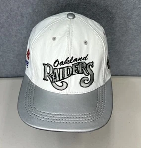 90's NFL Team  Oakland Raiders NFL Leather Snapback Hat - Picture 1 of 10
