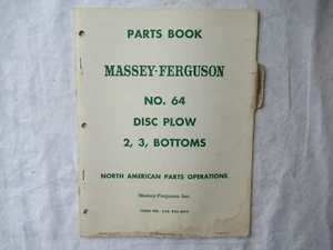 1962 Massey Ferguson MF64 Disc Plow Bottoms Parts Book Catalog - Picture 1 of 3
