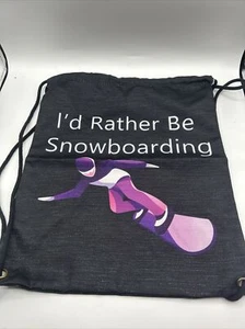 I'd Rather Be Snowboarden schwarz Kordelzugbeutel 13 x 15 Zoll - Bild 1 von 7