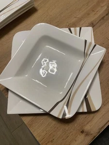 Teller Tafel Set 6tlg beige 6Suppenteller 22cm X22cm Servier Teller 26cm X 26 cm - Bild 1 von 2