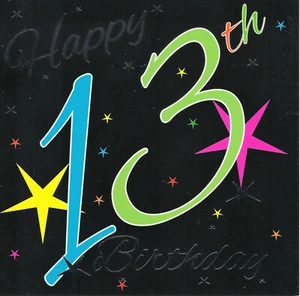 Tarjeta de Felicitación Feliz 13 Cumpleaños - Totalmente Nueva (HB13-D1) - Imagen 1 de 1