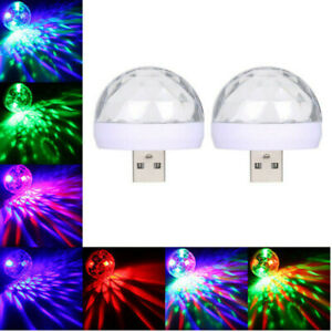 2X USB Mini RGB LED Disco Stage Light Party Club Phone Ball Lamp Lighting Bar UK