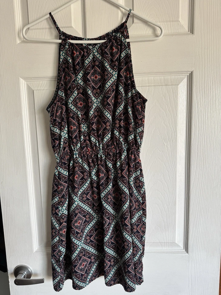 Vestido soprano para mujer mediano multicolor geométrico cachemir cintura elástica sin mangas Foto 1 de 4