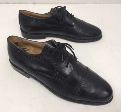 Zapatos Stanley Negros Cuero Puntera Gorra Hechos a Mano en Italia Para Hombre Talla 10 M Foto 1 de 4