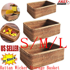 Weaving Handmade Storage Basket Rattan Wicker Fruit Food Picnic Storage Box US-