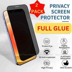 2 Pack Privacy Tempered Glass Screen Protector For iPhone 17 16 15 14 13 12 Max - Picture 1 of 13