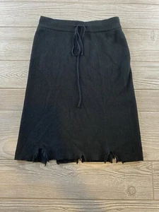 Honey Punch Womens Size Small Black Drawstring Stretch Distressed Skirt - Picture 1 of 8