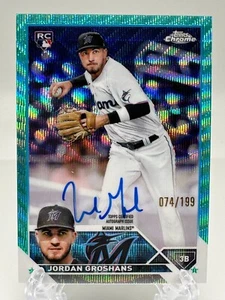 2023 Topps Chrome Jordan Groshans Rookie Aqua Wave Refractor Auto /199 Marlins - Picture 1 of 2