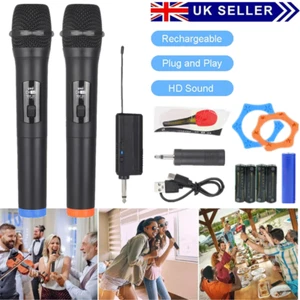 2x Wireless Microphone Professional Handheld Mic System Receiver for Karaoke KTV - Picture 1 of 14