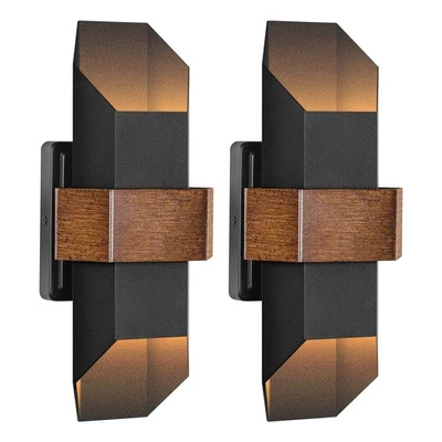 LamQee Geometric Wall Sconce Set of 2, Modern Lamp Sconces Wall Lighting Up a...