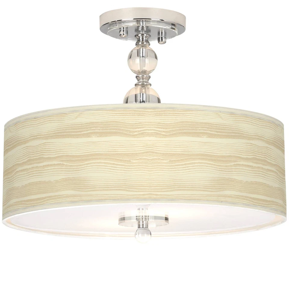 Giclee Gallery 16" Birch Blonde Shade with Crystal Ceiling Light - Image 1 of 4