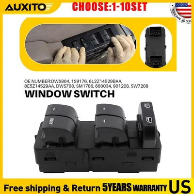 Interruptor de ventana eléctrica del conductor delantero para Ford F-250 F-350 Super Duty DWS804 1-10X Foto 1 de 4