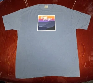 Y2K  Blue Ridge Parkway Mountains Asheville NC Comfort Wash T-Shirt 2XL Blue - Picture 1 of 7