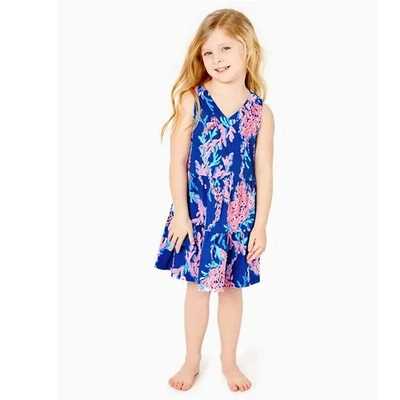 Lilly Pulitzer Girls Mini Lorina Dress Print Tiered Sleeveless S 4-5 YRS 281031 - Image 1 of 4