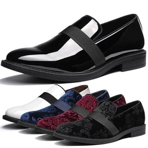Men's Dress Tuxedo Shoes Loafers Shoes Classic Patent Leather Shoes - Picture 1 of 16
