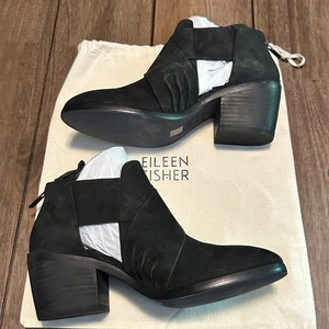 Eileen Fisher Marla schwarze Wildleder-Pumps mit Absatz schwarz Reißverschluss hinten Größe 7,5 - Bild 1 von 5