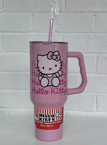 Sanrio Hello Kitty Tumbler 40 oz Stainless Steel Insulated Pink Straw Handle New - Picture 1 of 9