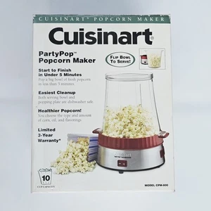 Cuisinart PartyPop CPM‑800 10-Cup Popcorn Hot Air Popper Red Flip‑Over Bowl - Picture 1 of 16