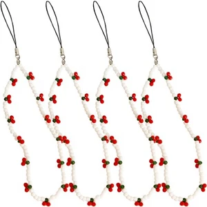 4 szt. Pakiet na telefon komórkowy Wiszący łańcuszek Charm Strap Wiśnia Miss Smycz Nadgarstek - Zdjęcie 1 z 12
