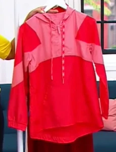 Susan Graver SG Sport Color blocked Pullover Jacket, Size M, Color Melon/Coral - Picture 1 of 4