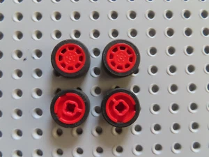 Lego 4 x Reifen 93593c01 rot R 14x6 F 11x6 mm 50945 10745 8486 8487 - Bild 1 von 1