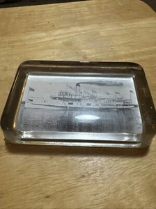 Antiker Dampfschiff Glas Briefbeschwerer St Chippewa Maritim - Bild 1 von 11