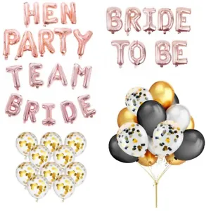 Team Bride To Be Hen Party Foil Rose Gold Confetti Letter Balloon Helium Wedding - Picture 1 of 14
