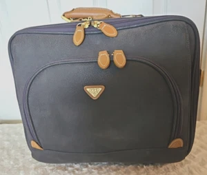 Boyt Jump 13"H x 9"D x 15"W Gray Tan Leather Weekender Rolling Bag Luggage - Picture 1 of 8